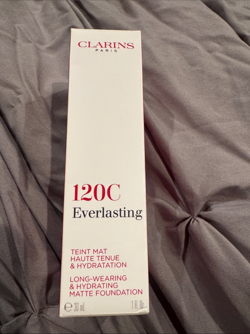 Clarins Everlasting Foundation Box in White with Red Accents